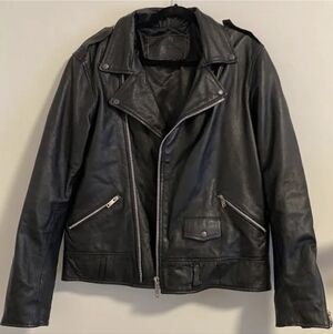 David Kollar Classic Leather Biker Jacket 100% Sheep Leather Size L